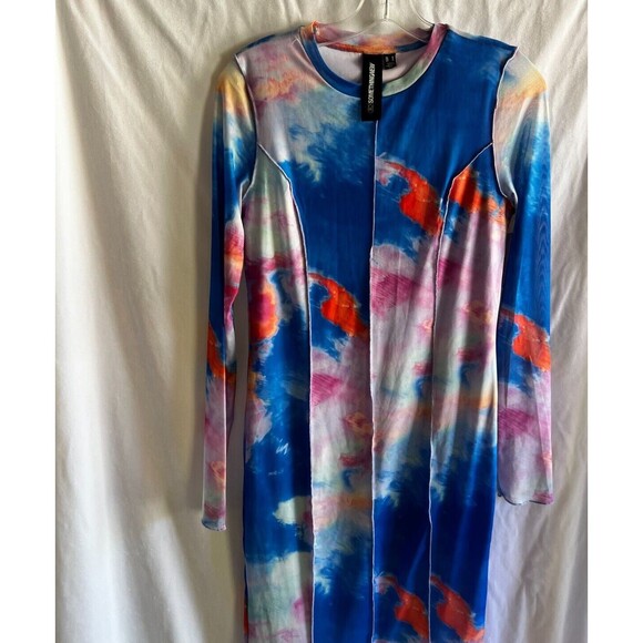 Somethingnew by Vero Moda Cloud Print Mesh Maxi Dress Medium - Picture 6 of 7